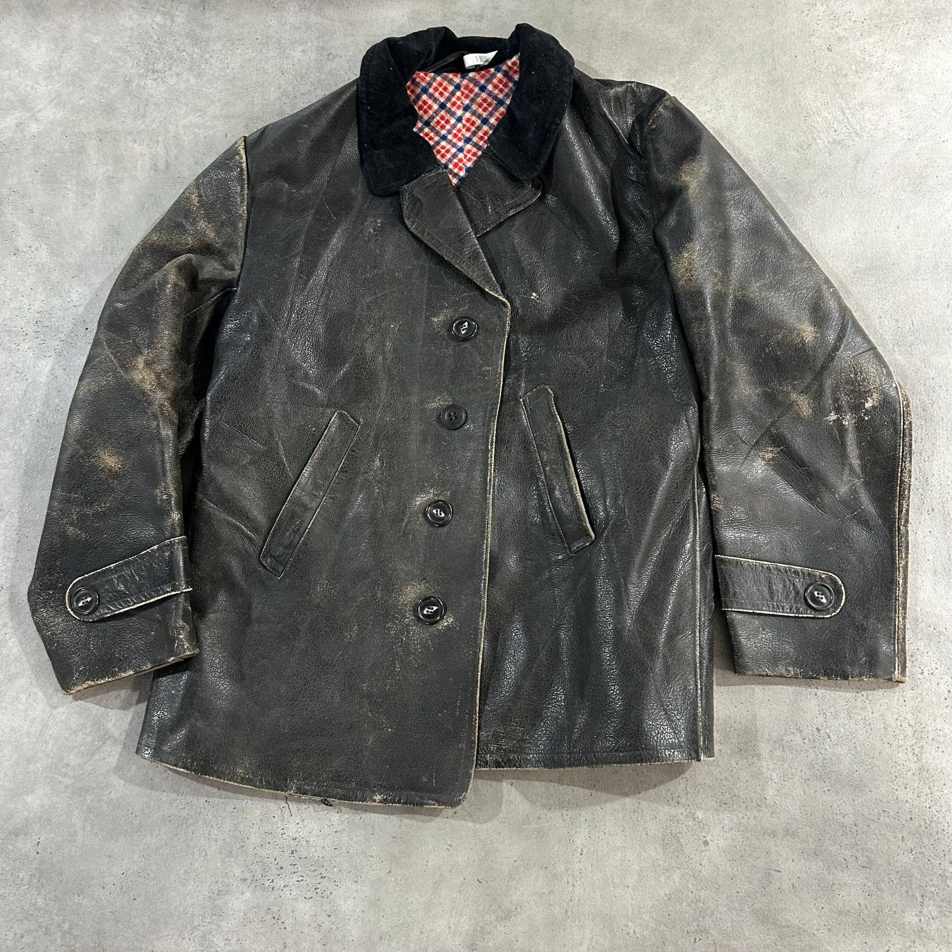Vintage 50s-60s France Workwear Mid-Length Leather Jackets