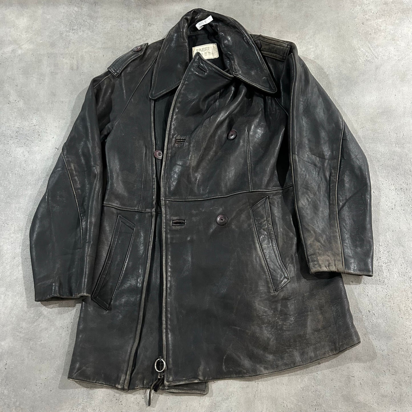 Vintage 70s-90s France Military Mid-Length Leather Jackets