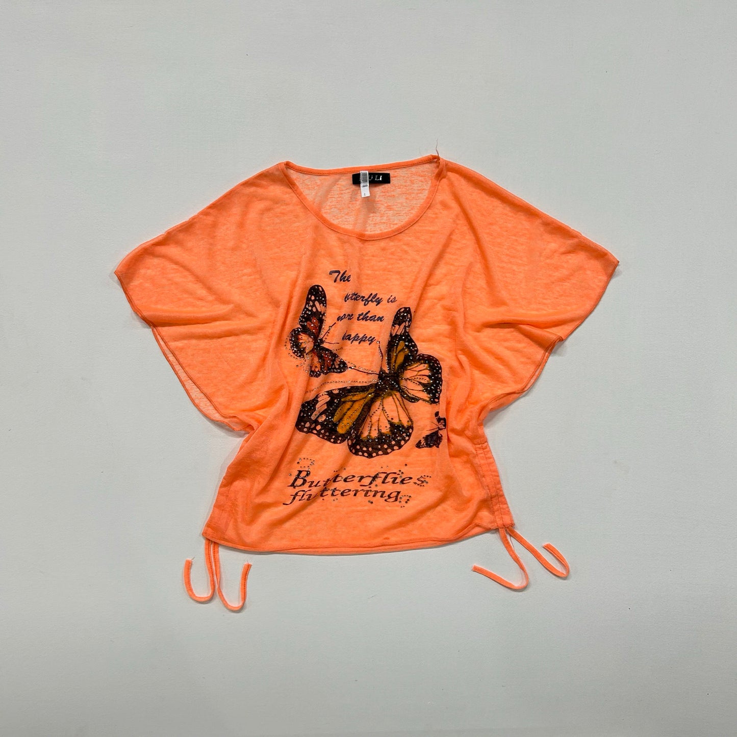 Y2K Butterfly Rhinestone Mesh T-Shirt
