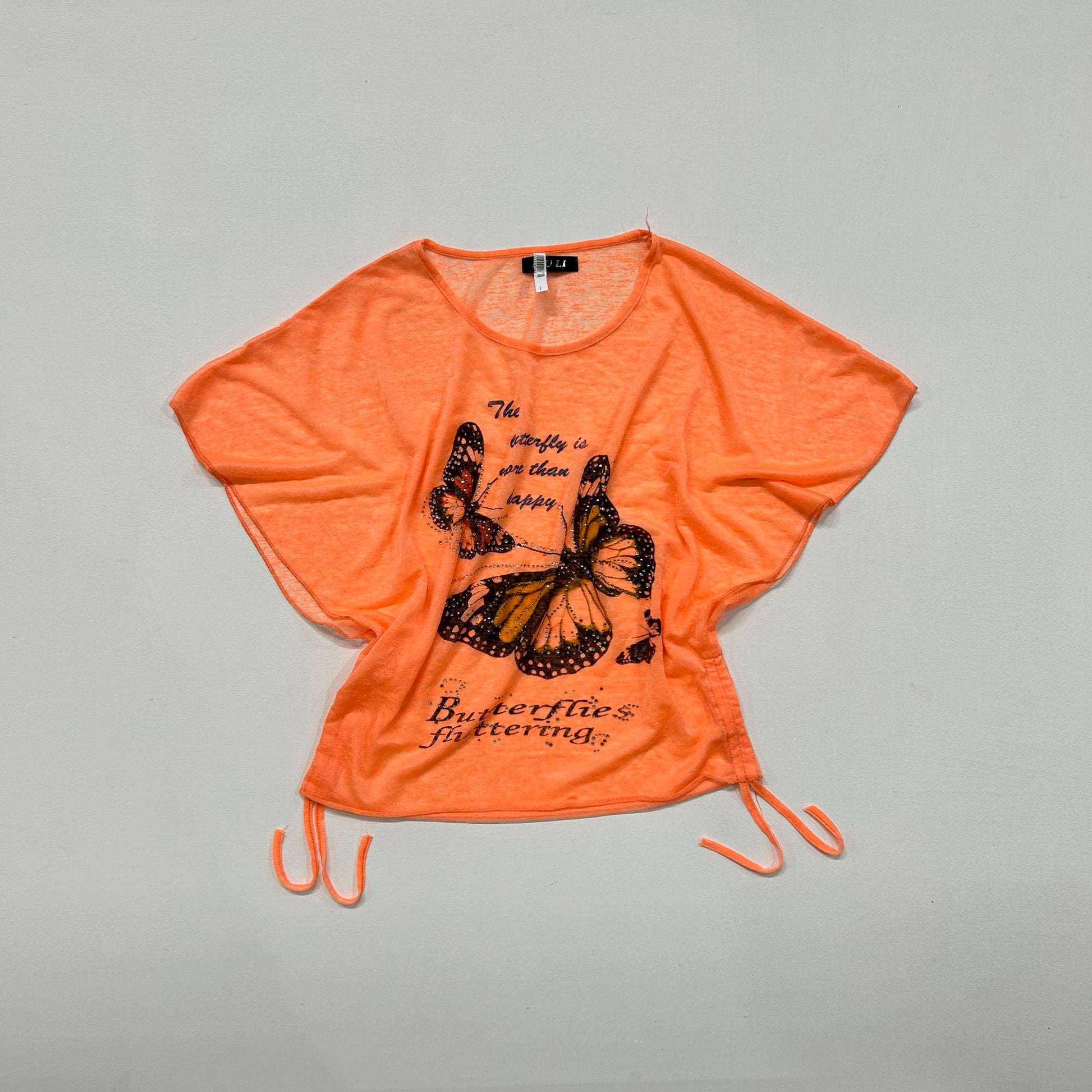Y2K Butterfly Rhinestone Mesh T-Shirt