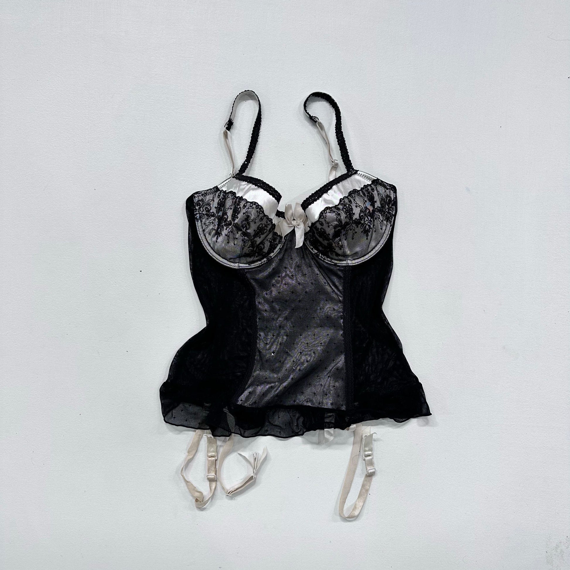 Feminine Bow Ruffle Satin Corset/Bustier
