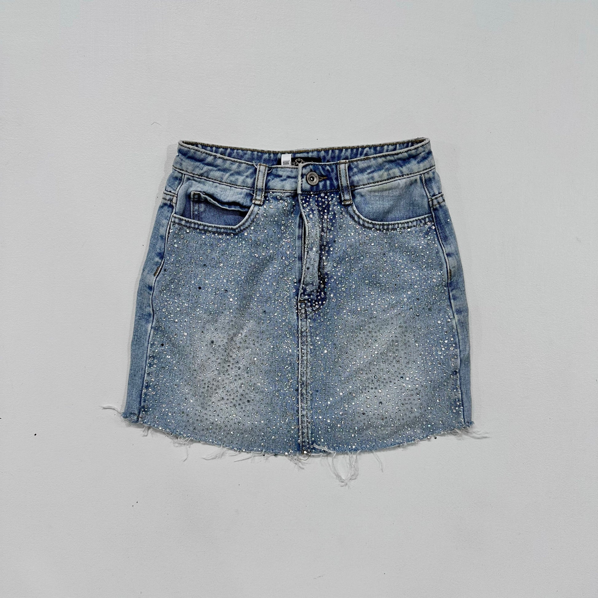 Y2K Rhinestone Denim Skirt