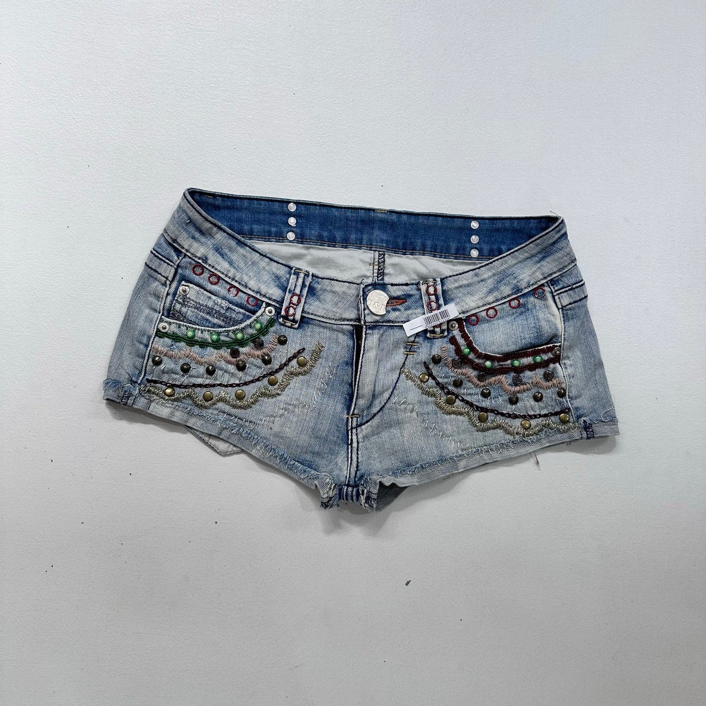 Y2K Beaded Butterfly Low-Rise Shorts