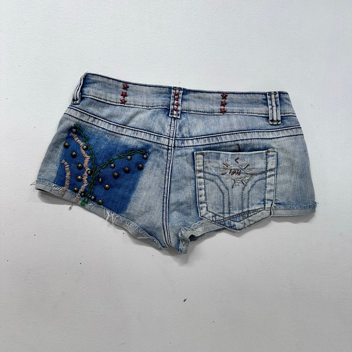 Y2K Beaded Butterfly Low-Rise Shorts
