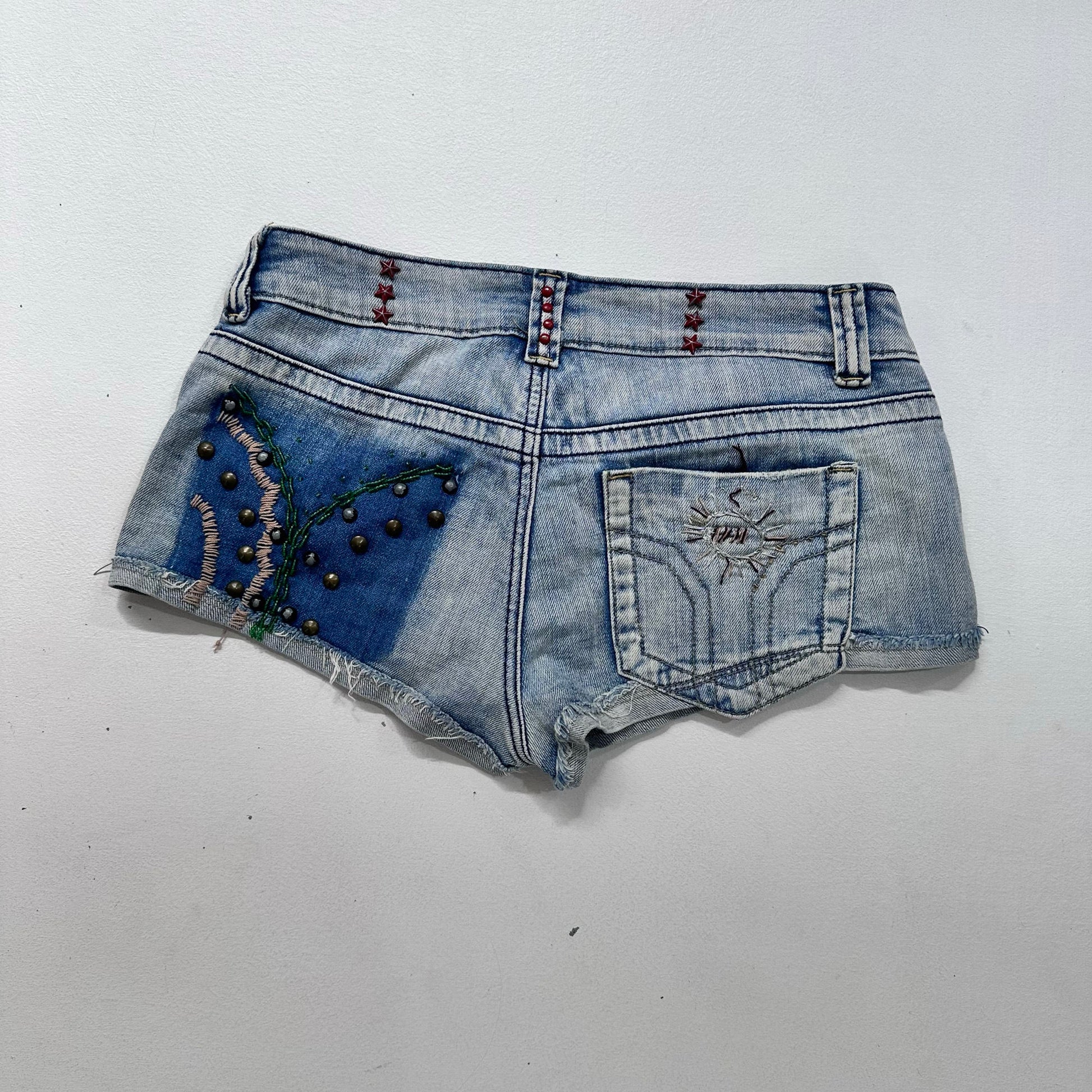 Y2K Beaded Butterfly Low-Rise Shorts