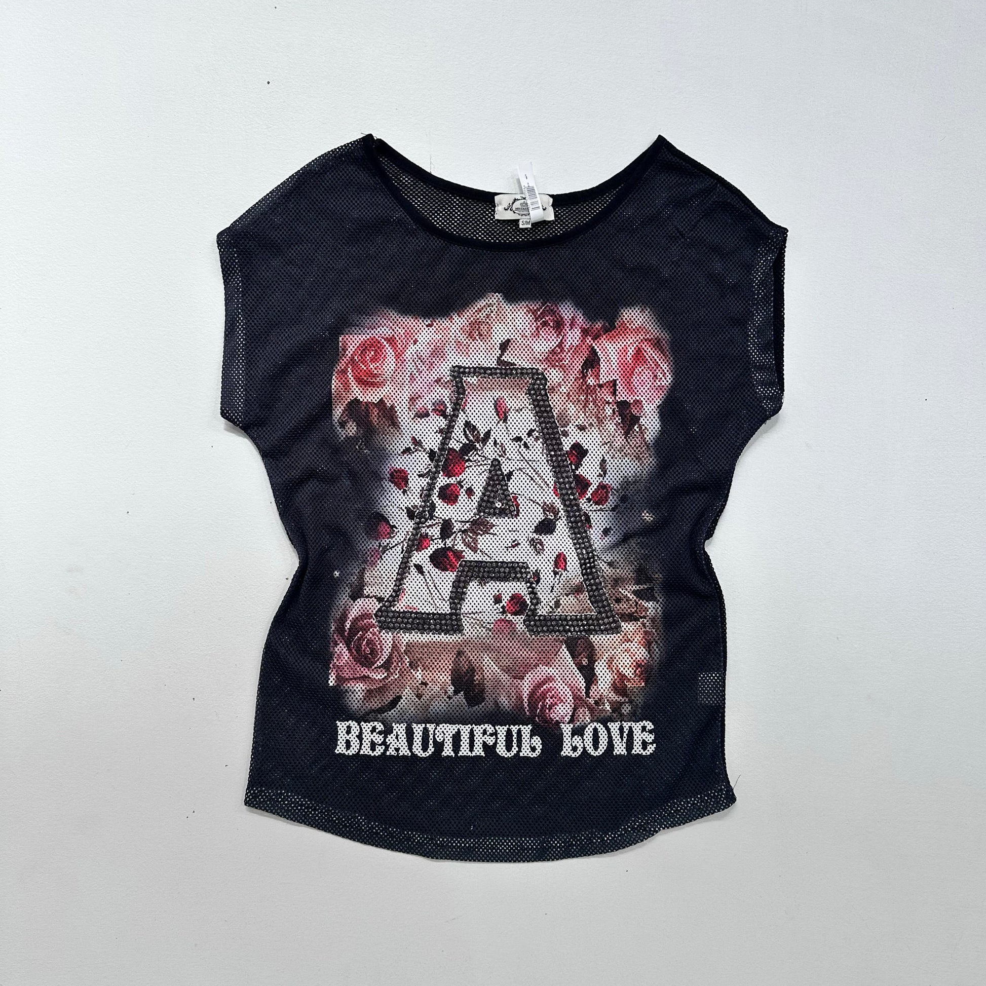 Y2K Mesh Rhinestone Printed T-Shirt
