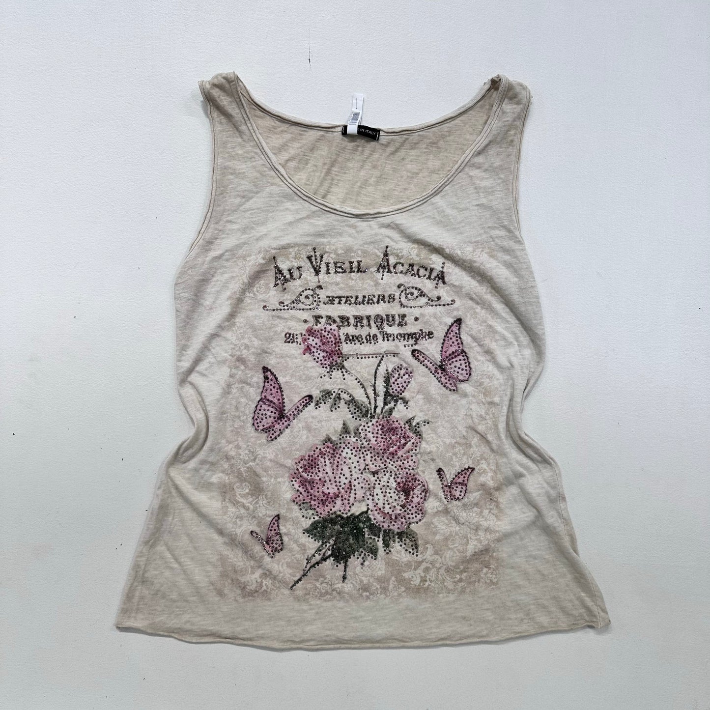 Italy Y2K Rhinestone Butterfly Printed Tank/Cami