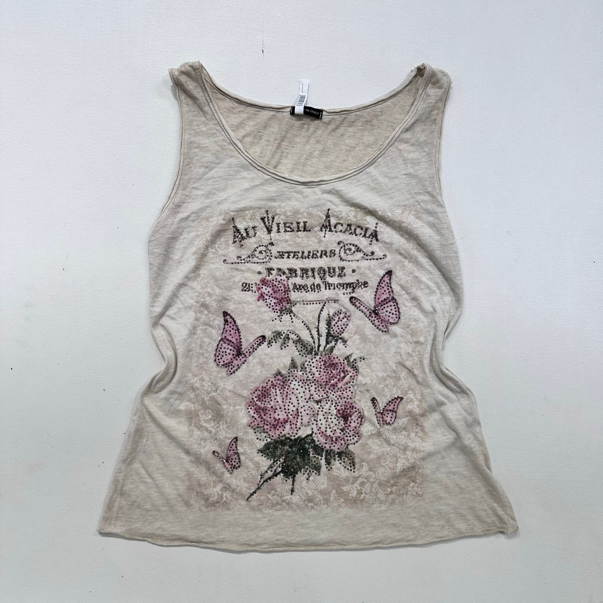 Italy Y2K Rhinestone Butterfly Printed Tank/Cami