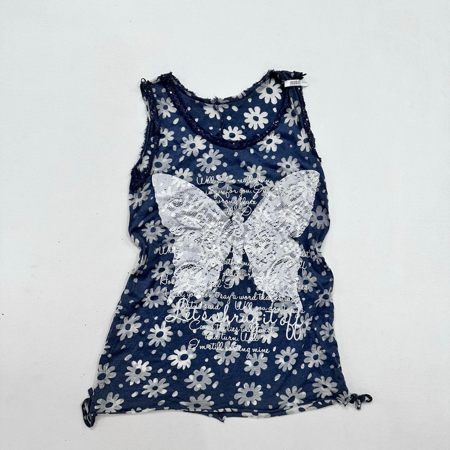 Y2K Butterfly Printed Sequins Tank/Cami