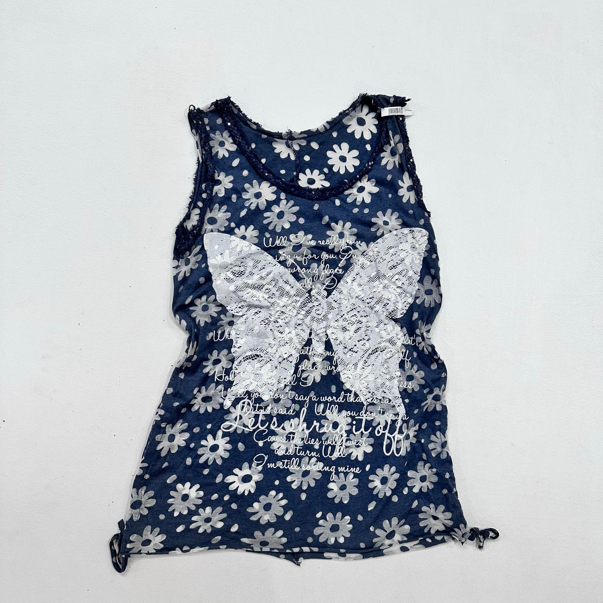 Y2K Butterfly Printed Sequins Tank/Cami