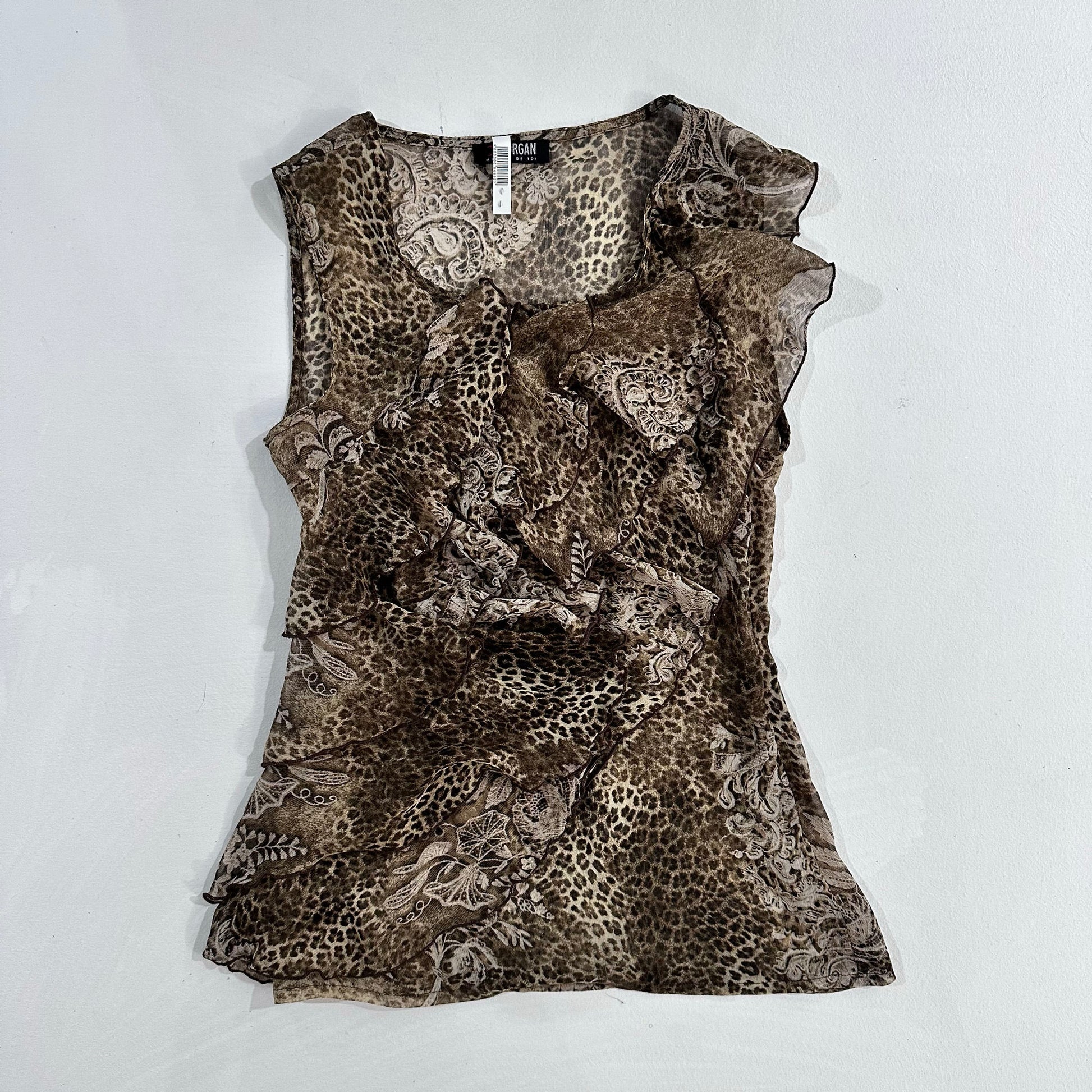 Y2K Animal Print Mesh Morgan de Toi Blouse