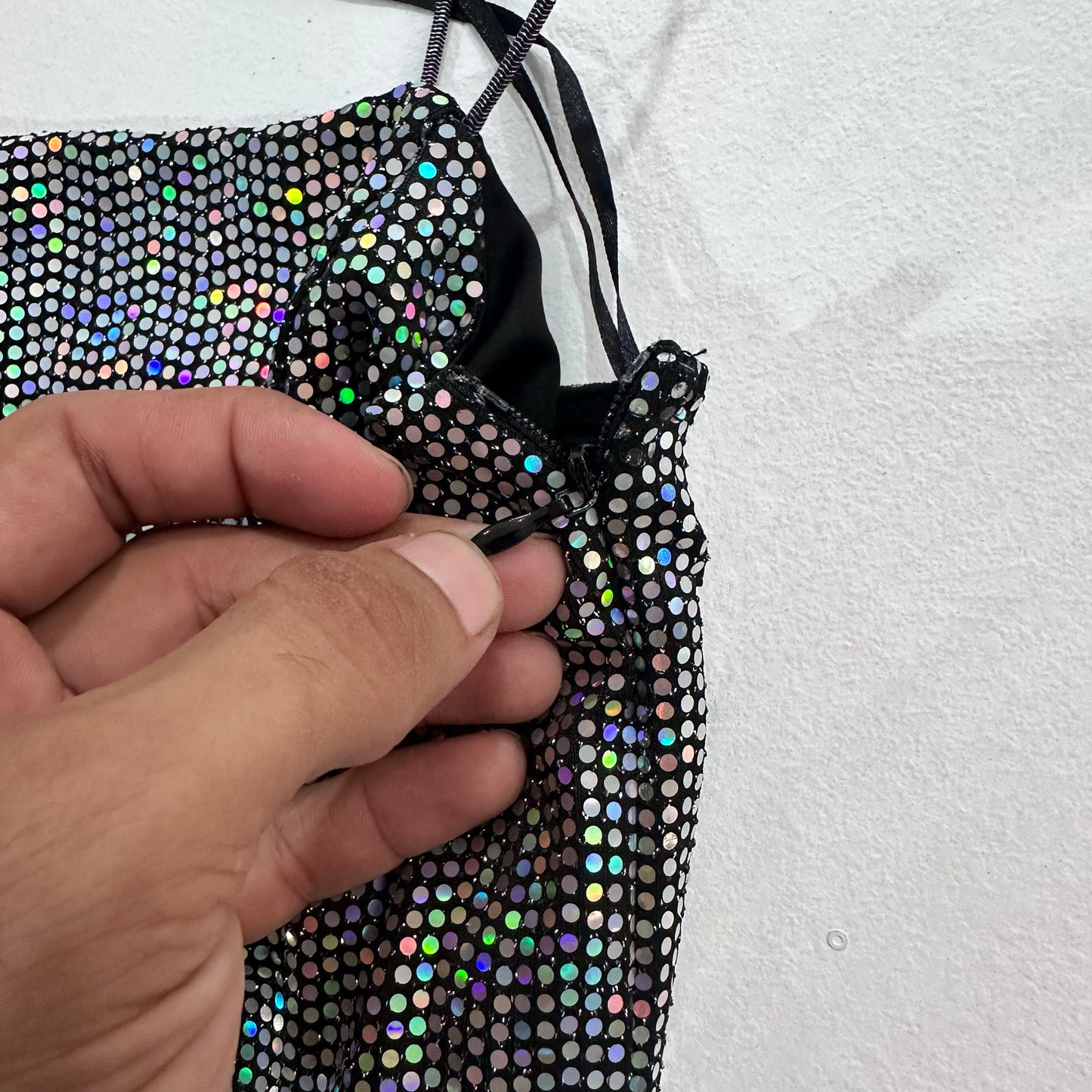 Y2K Sequins Metallic Slip Dress