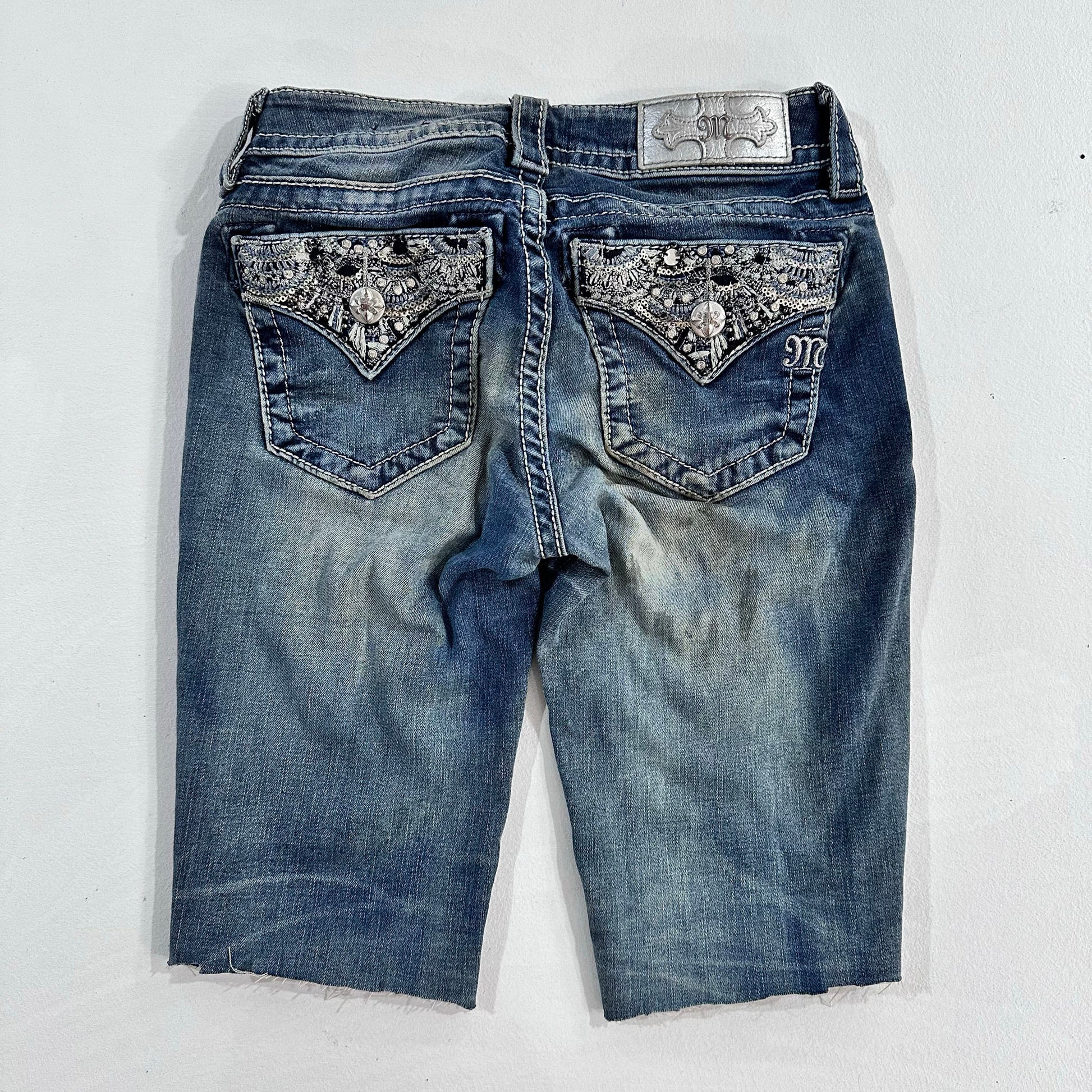 Y2K Rhinestone Sequins Miss Me Shorts
