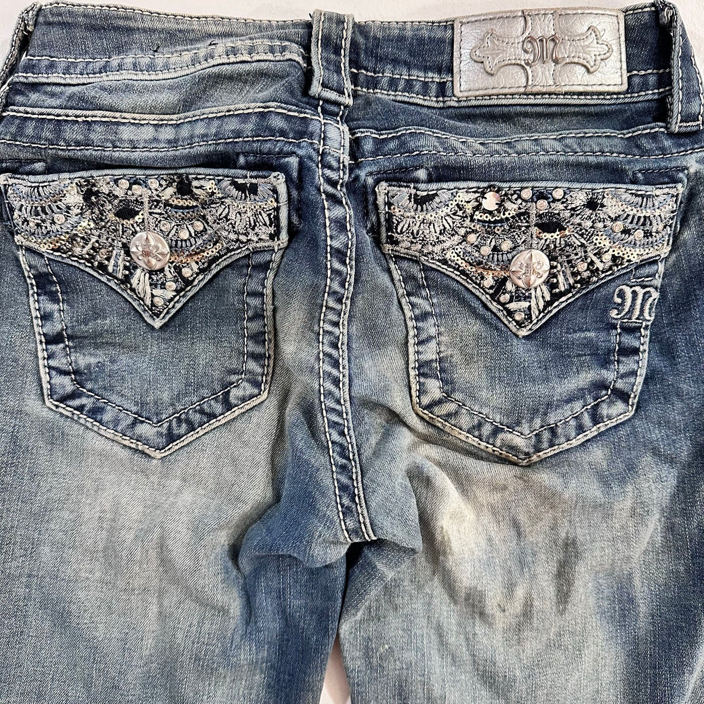 Y2K Rhinestone Sequins Miss Me Shorts