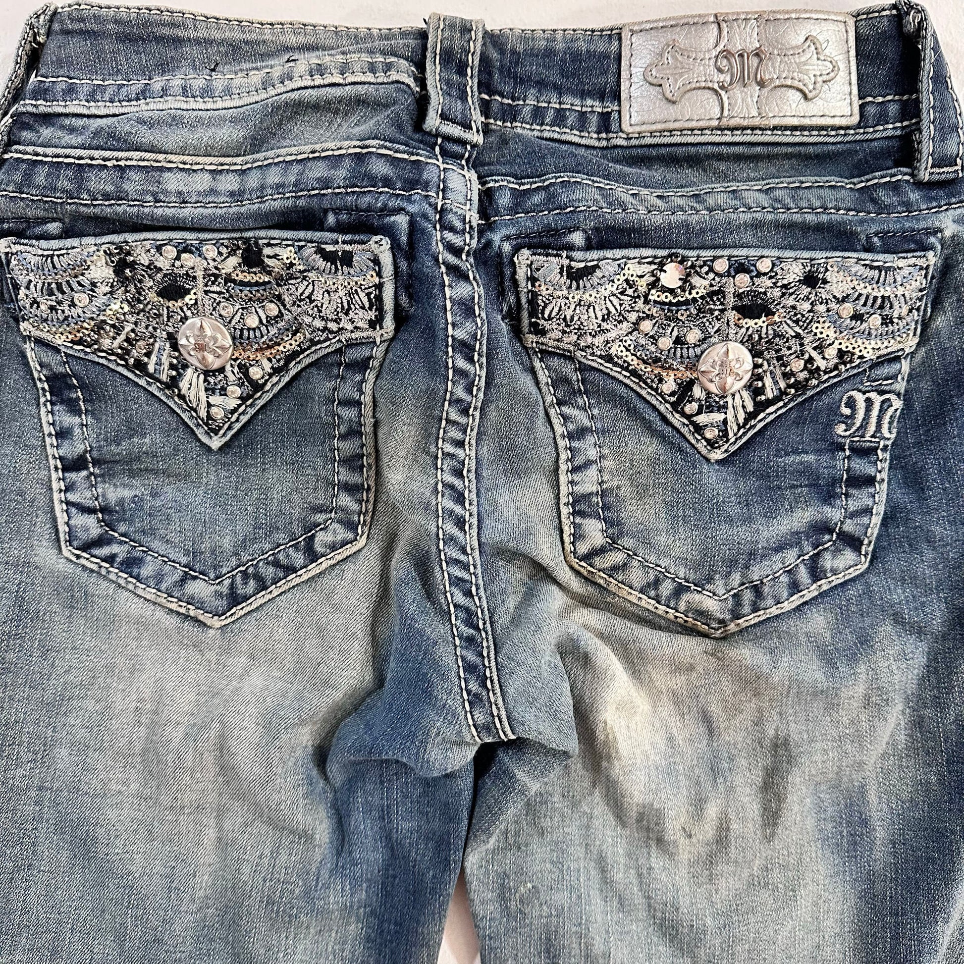 Y2K Rhinestone Sequins Miss Me Shorts