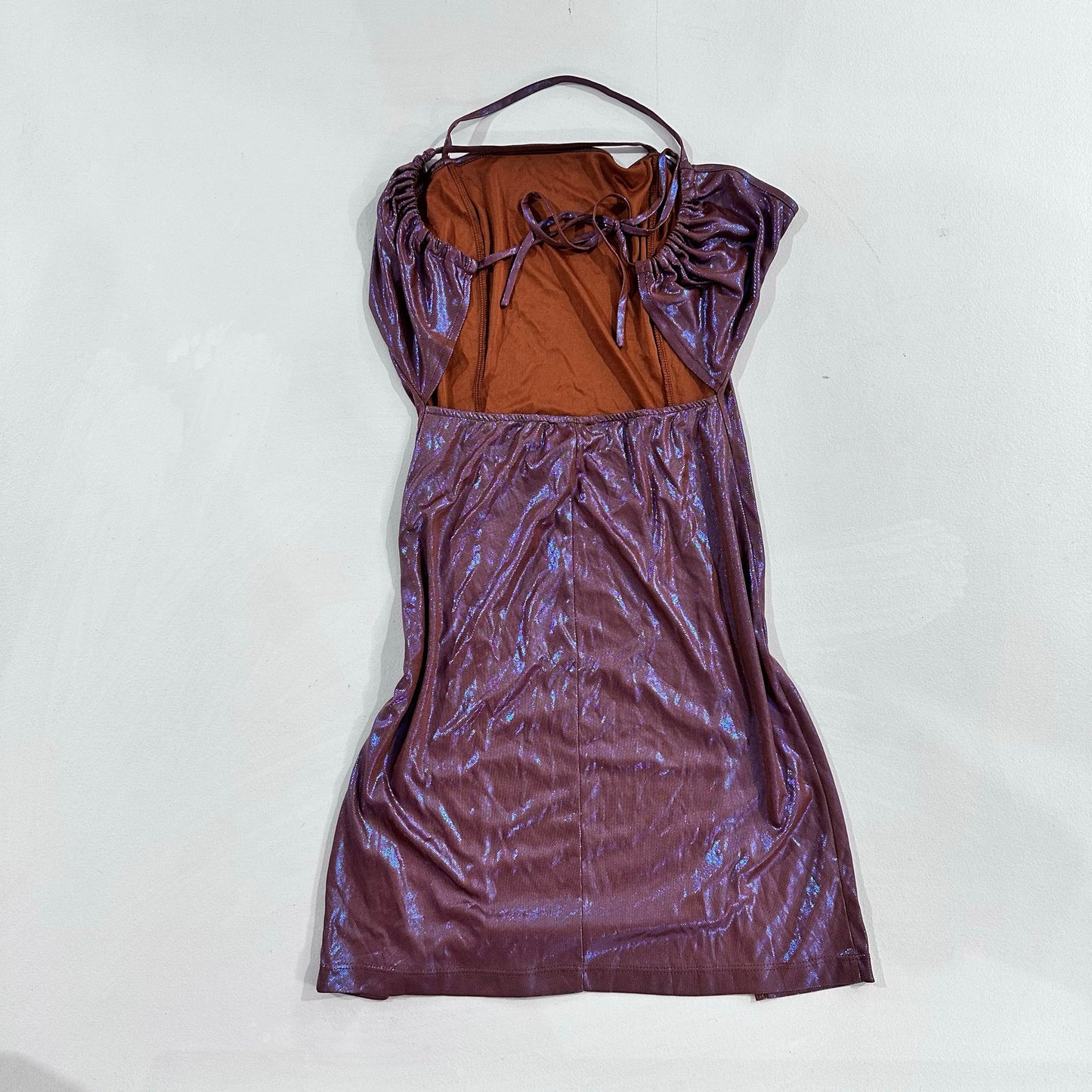 Y2K Metallic Lace-Up Dress