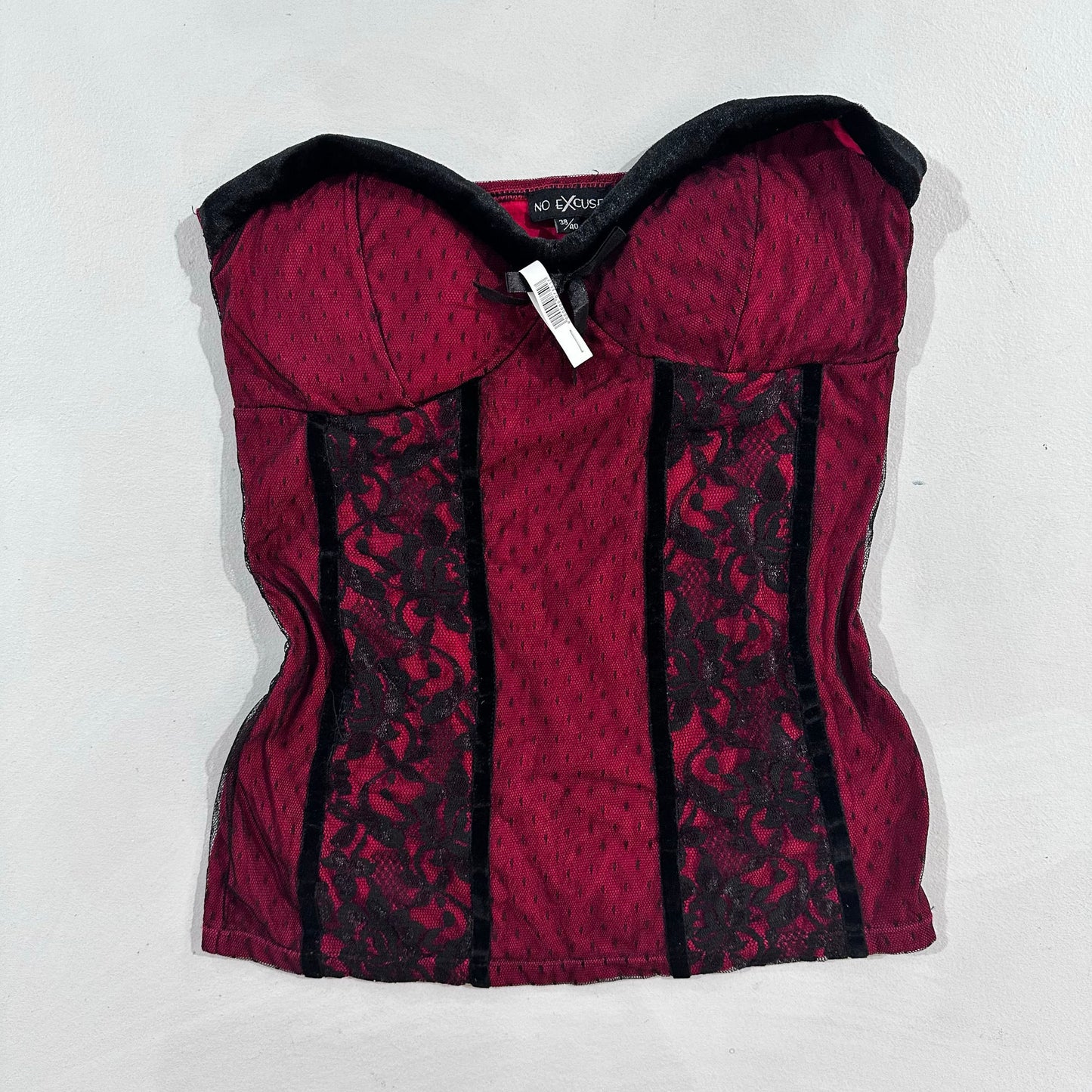 Y2K Mesh Velour No Excuses Corset/Bustier