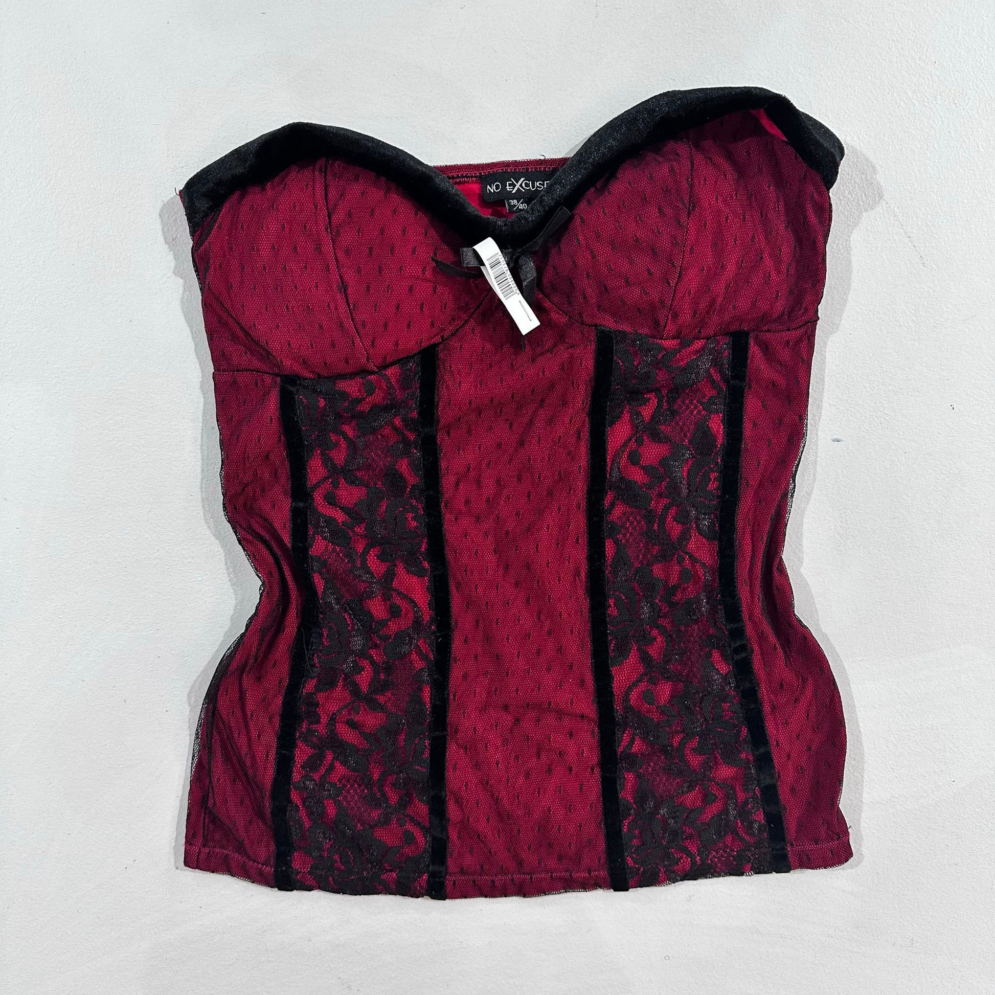 Y2K Mesh Velour No Excuses Corset/Bustier