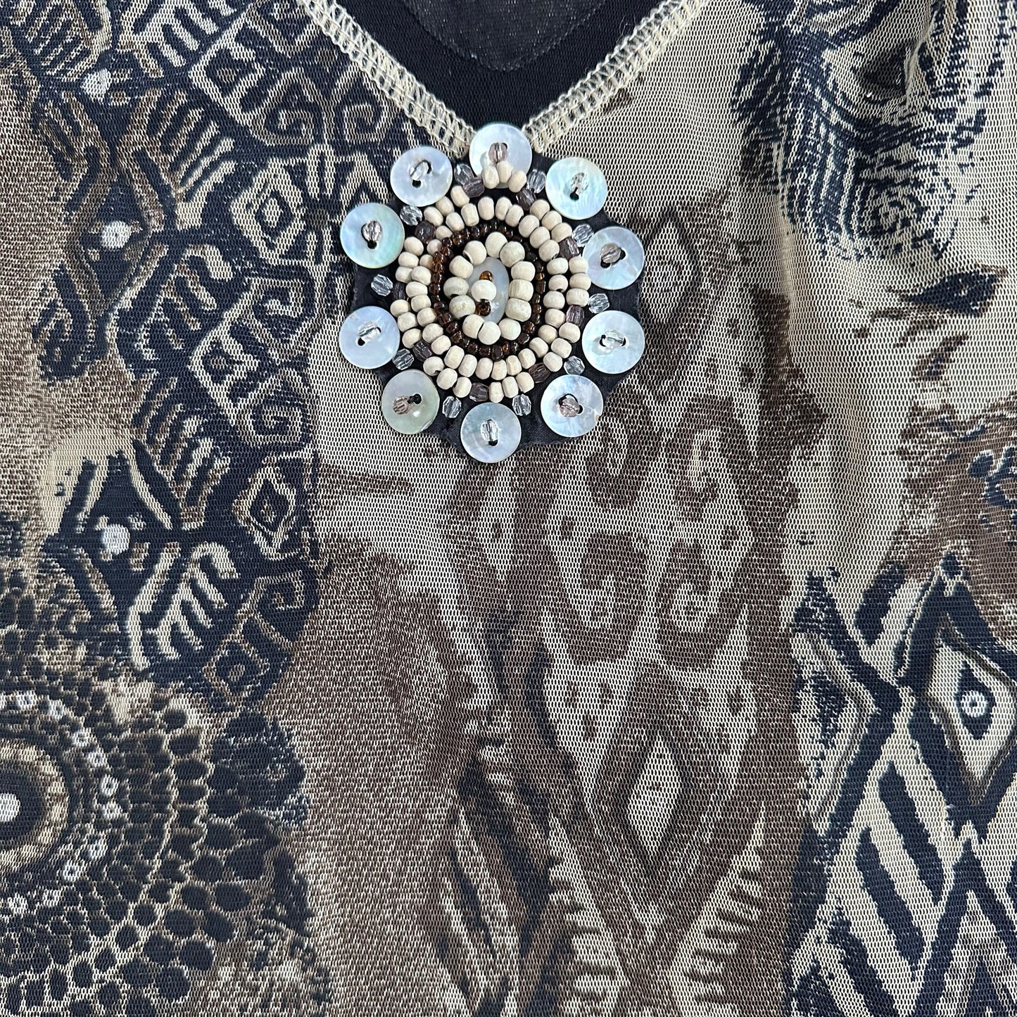 Y2K Mesh Beaded Printed Armand Thiery Tank/Cami