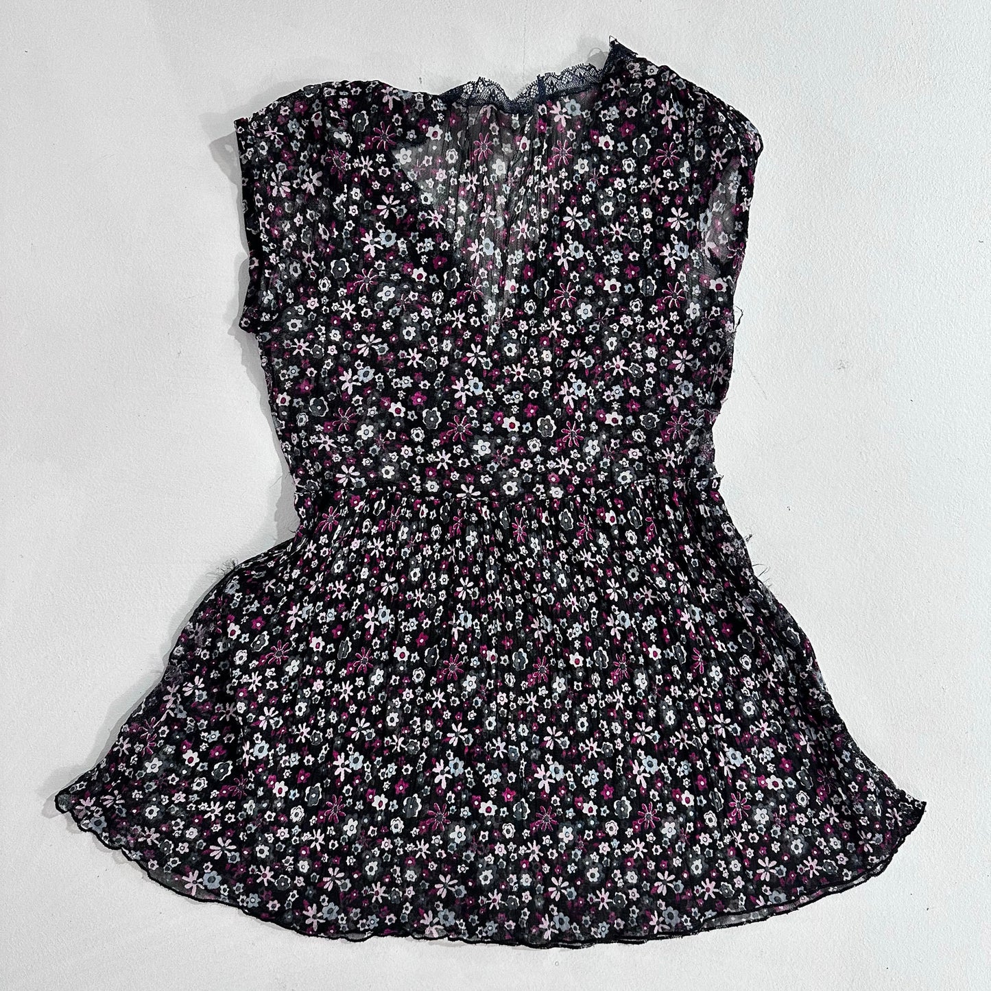 Y2K Printed Mesh Blouse
