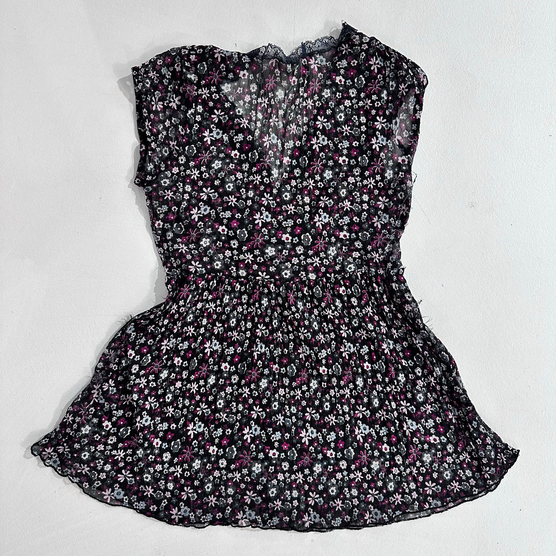 Y2K Printed Mesh Blouse