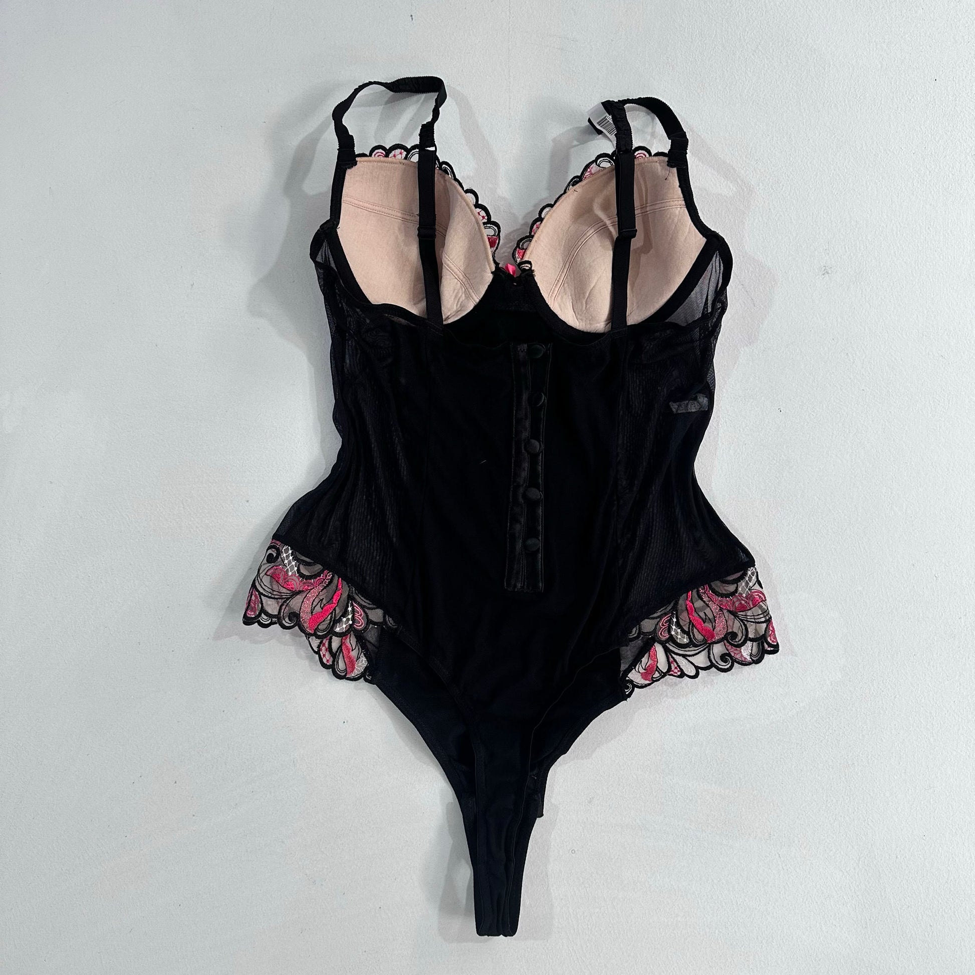 Feminine Embroidered Satin Bow RougeGorge Bodysuit