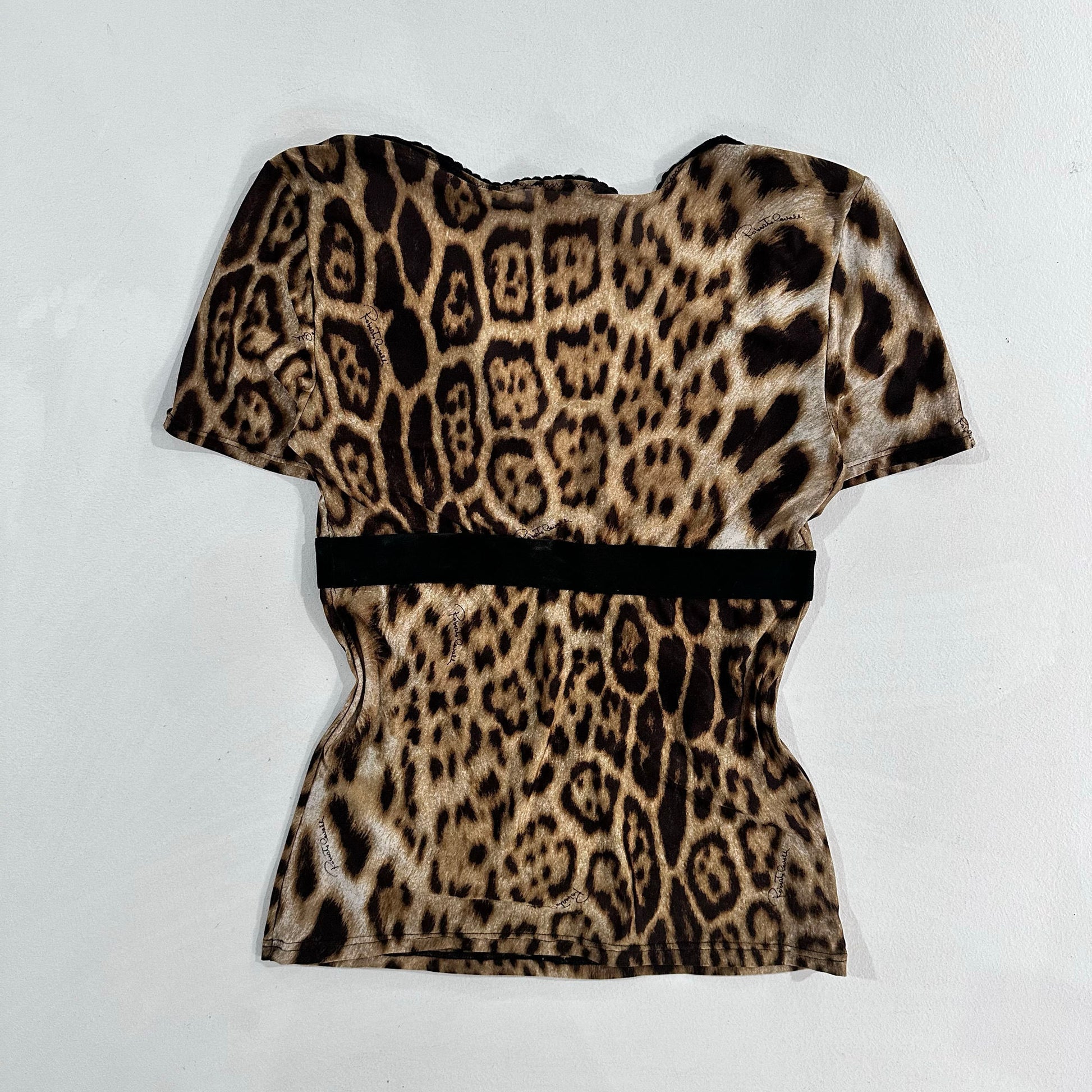 Romania Y2K Animal Print Rhinestone Roberto Cavalli T-Shirt