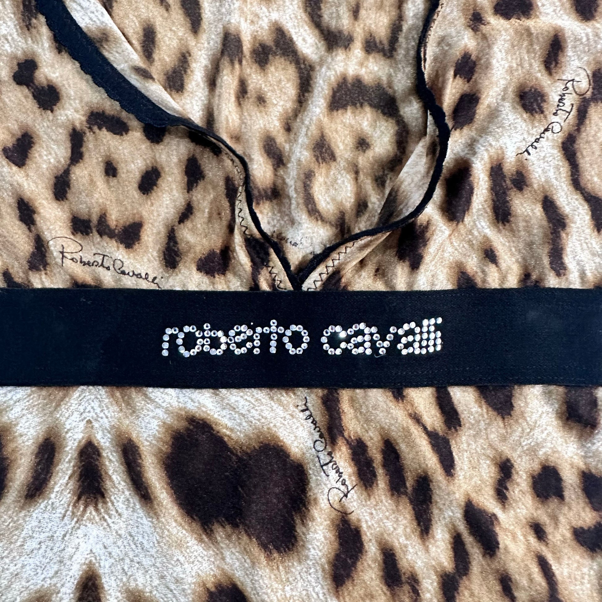 Romania Y2K Animal Print Rhinestone Roberto Cavalli T-Shirt