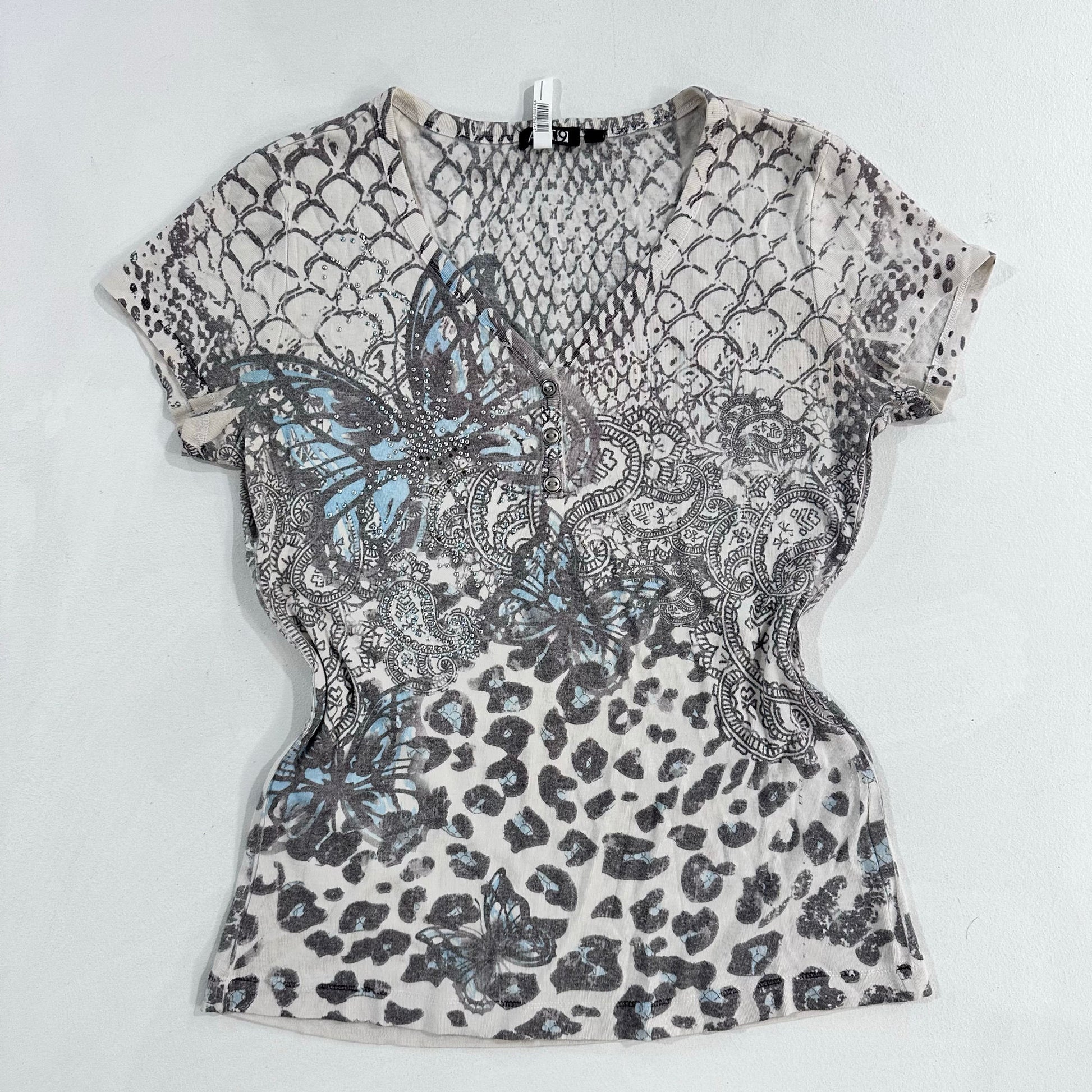 Y2K Butterfly Animal Print Rhinestone Apt. 9 T-Shirt