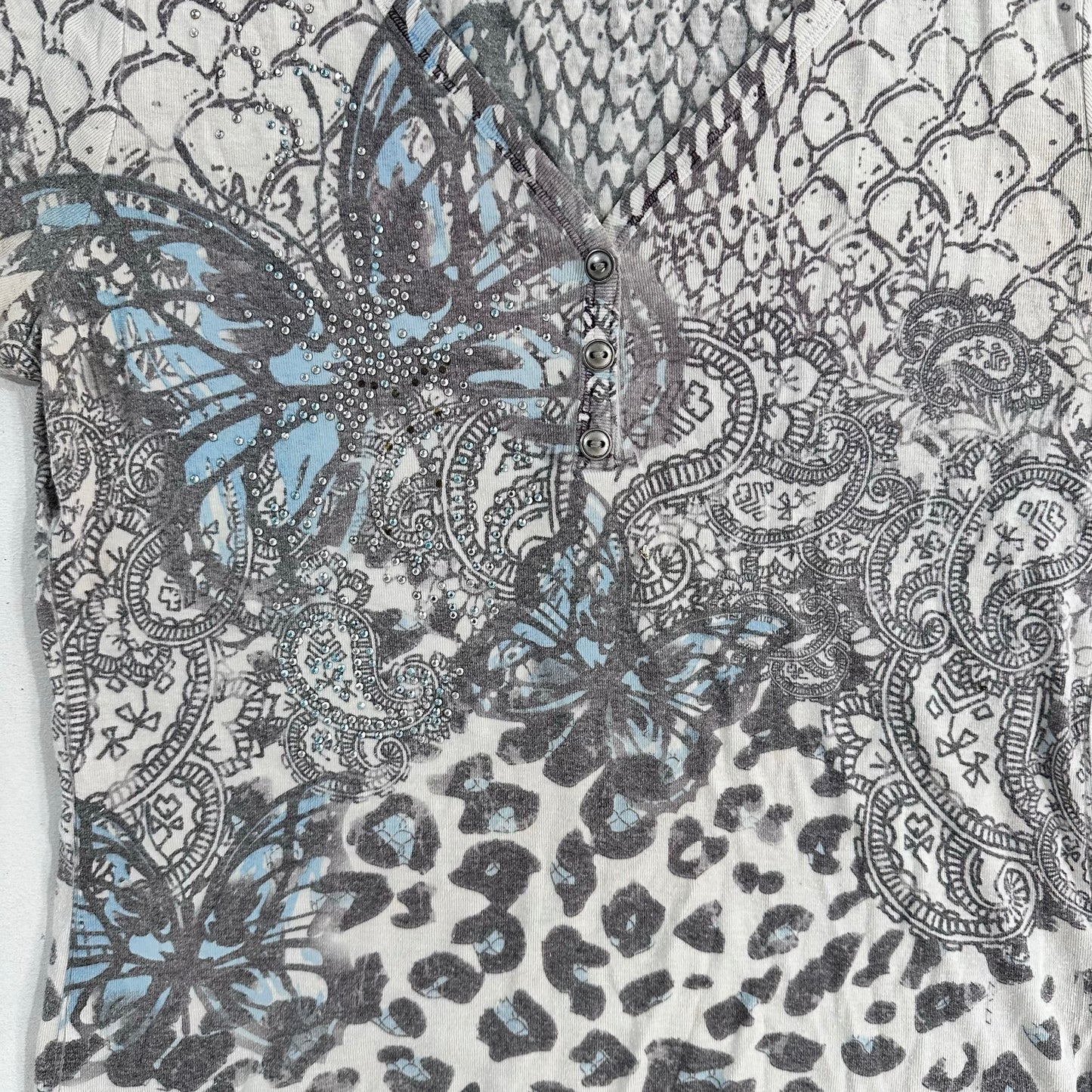 Y2K Butterfly Animal Print Rhinestone Apt. 9 T-Shirt