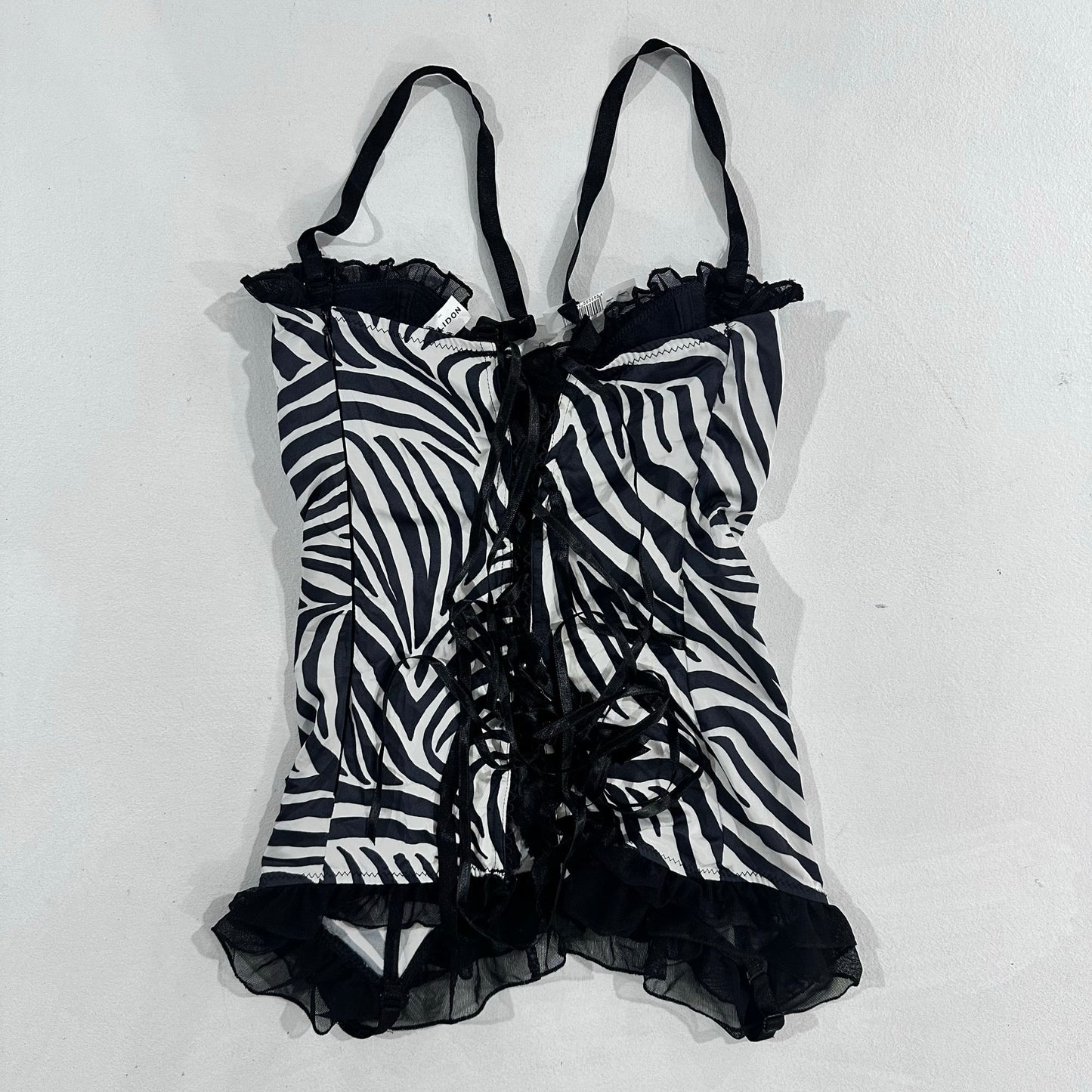 Y2K Animal Print Lace-Up Mesh Jolidon Corset/Bustier